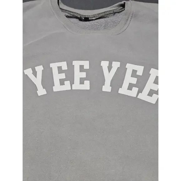 YEE YEE Sweater Mens Extra Large Gray Oversized Collegiate Sweatshirt - Picture 3 of 12